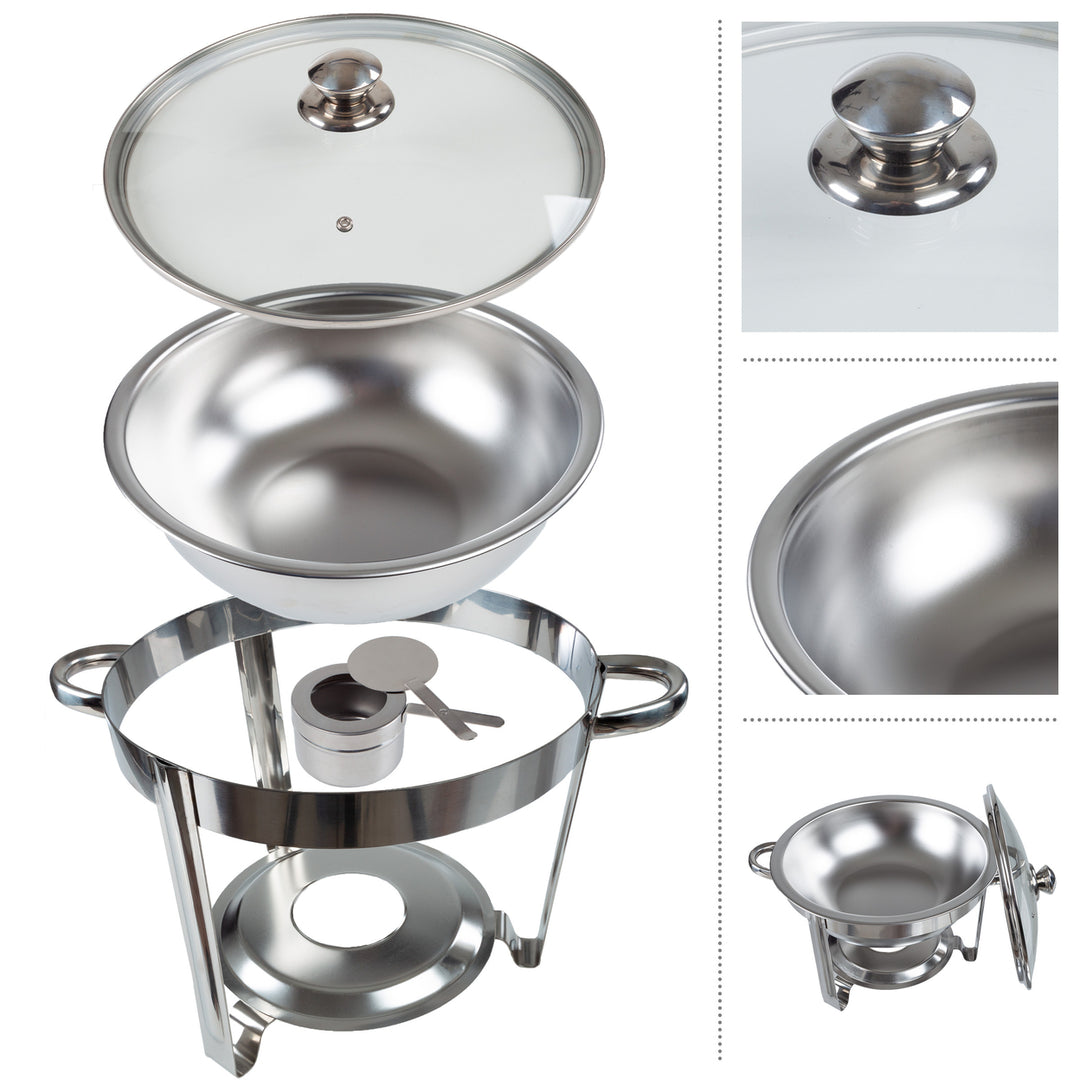 Round 5 QT Chafing Dish Buffet Set Food Warmers for Parties Stainless Steel Image 3