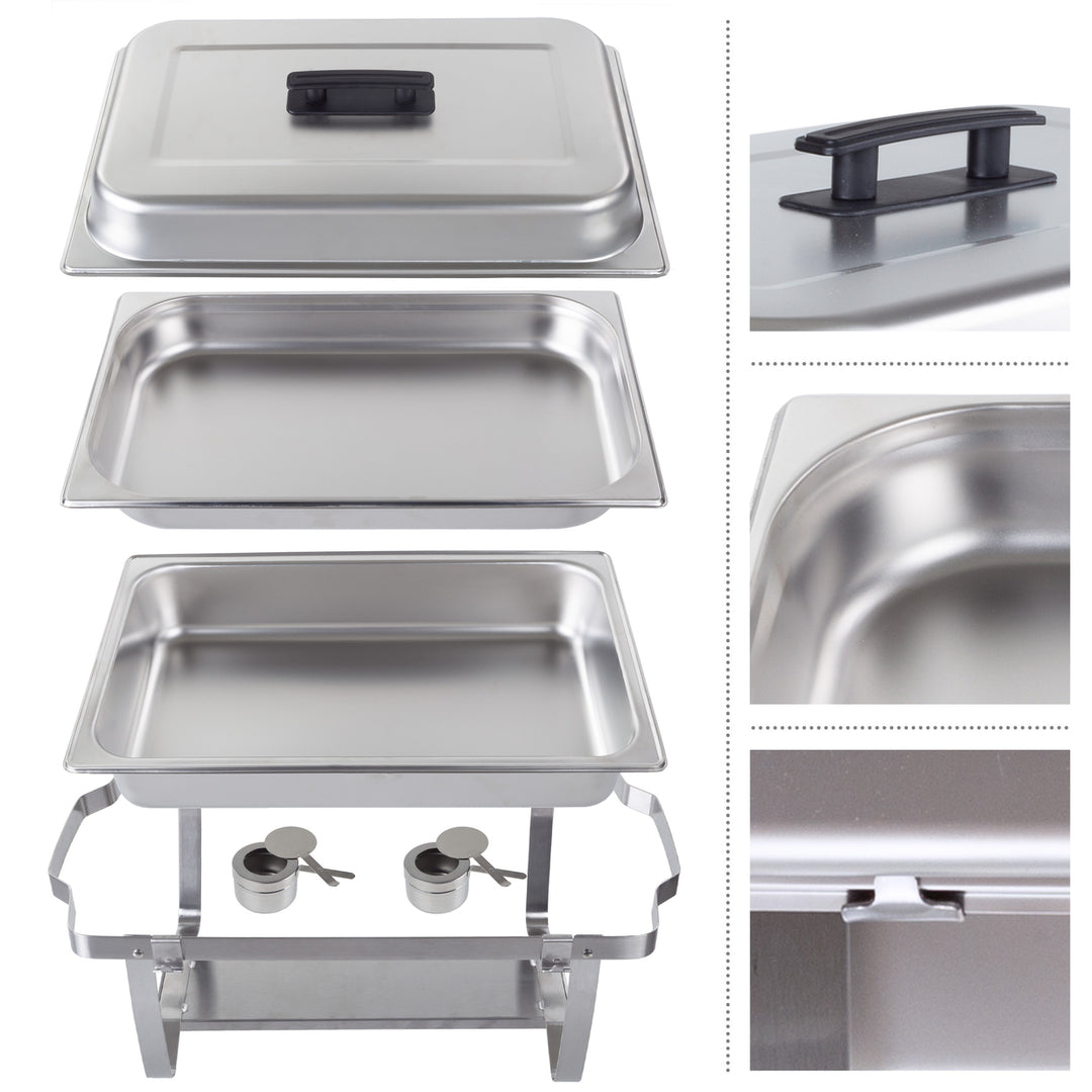 9 QT Stainless Steel Chafing Dish Buffet Set Food Warmers 6 Piece for Parties Image 3