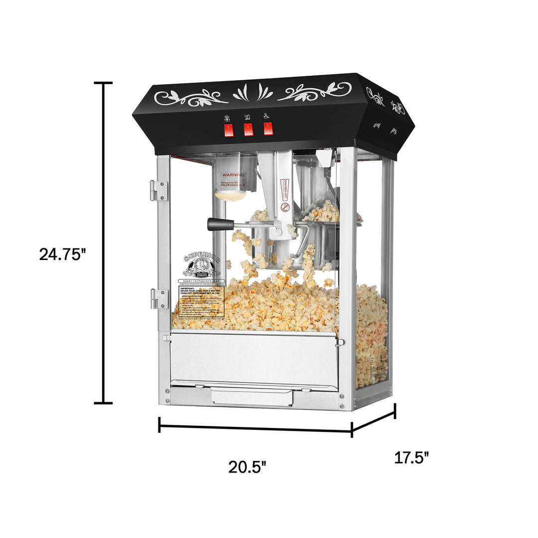 Commercial Popcorn Popper Machine 3 Gallon Black 8 Oz Countertop Vintage Style Image 2