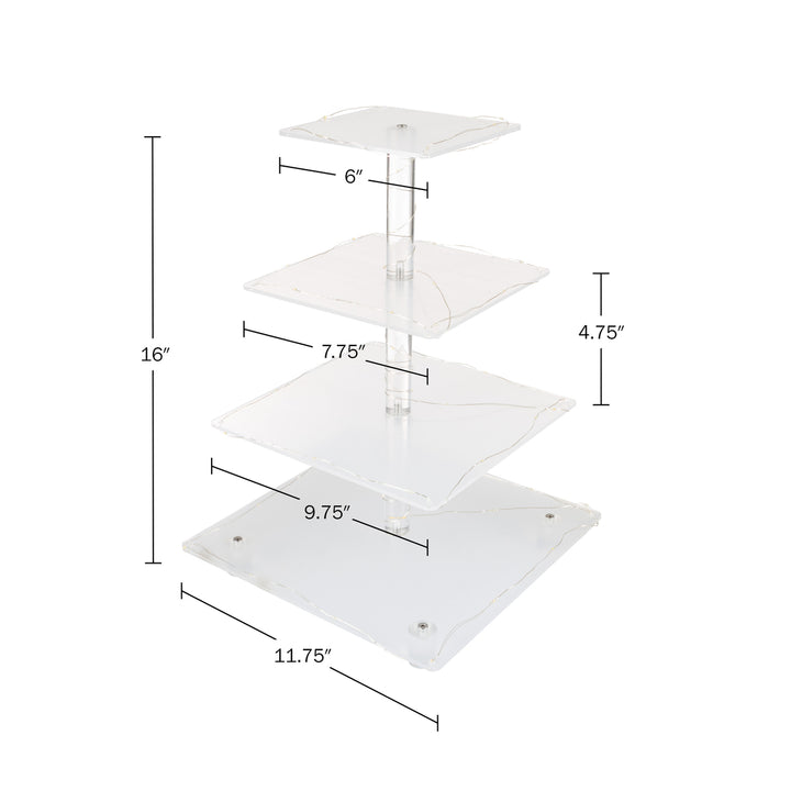 4 Tier Square 36 Cupcake Holder Acrylic Dessert Tray LED Lights Image 2