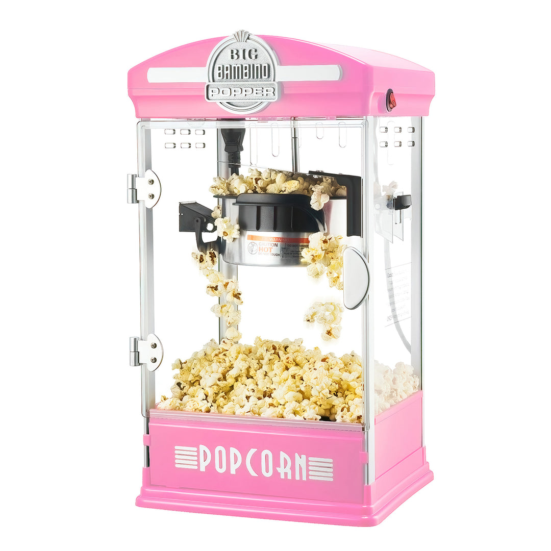 Pink Countertop Retro Popcorn Machine 4 Ounce Stainless Steel Easy Use Image 1