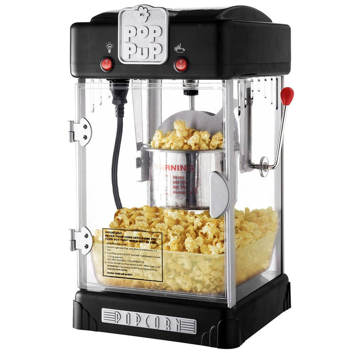 Pop Pup 2.5 Ounce Countertop Popcorn Machine Black Compact Kitchen Appliance Image 1