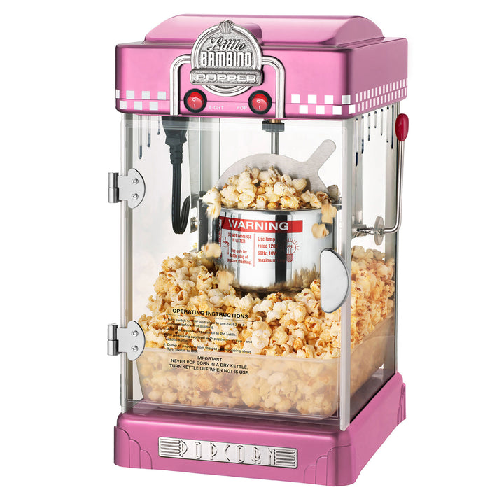 Little Bambino Popcorn Machine 2.5oz Kettle Pink Countertop Model with Accessories Image 1