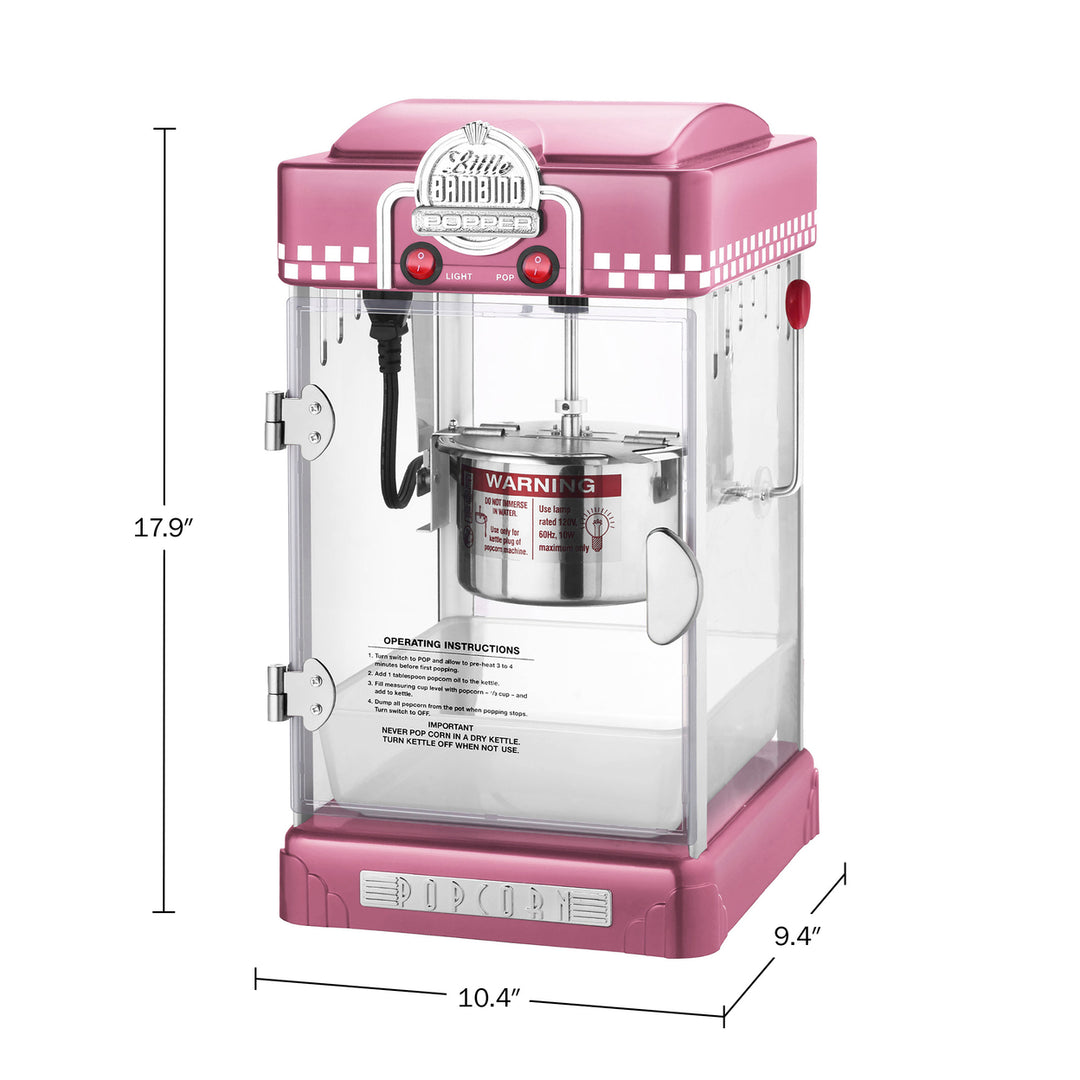 Little Bambino Popcorn Machine2.5oz KettleSpoonScoop25 BagsPink Image 2