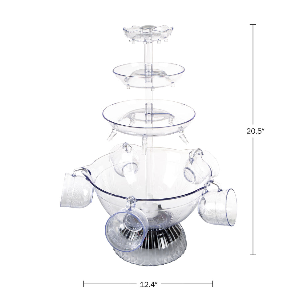 3-Tier Party Drink Dispenser 1.5 Gallon Punch Fountain with LED Light Base 5 Cups Image 2