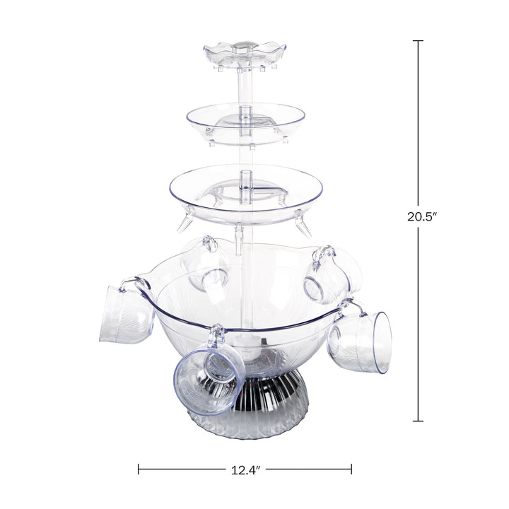 3-Tier Party Drink Dispenser 1.5 Gallon Punch Fountain with LED Light Base 5 Cups Image 2