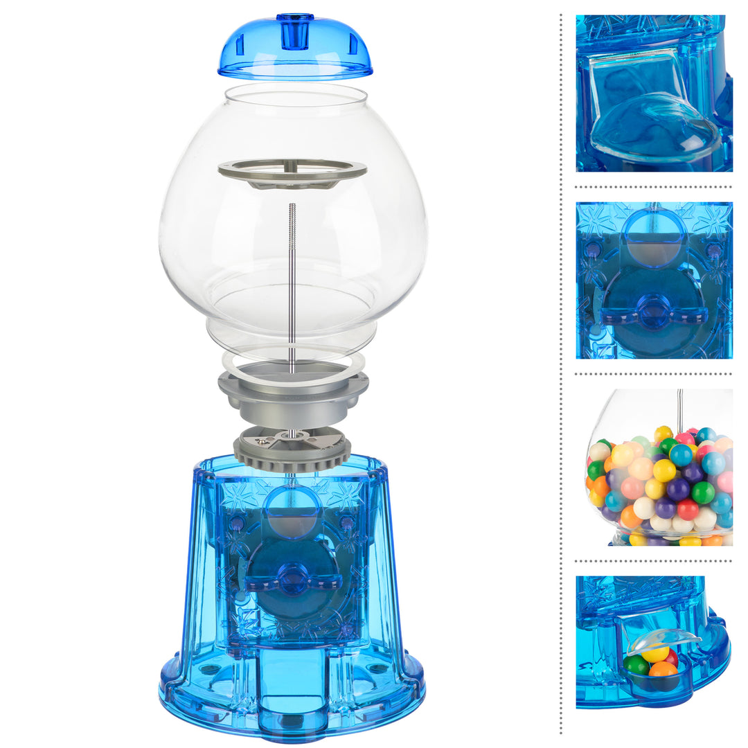 Blue 11 Inch Gumball Machine Candy Dispenser Coin Bank Mini Vending Machine Image 3