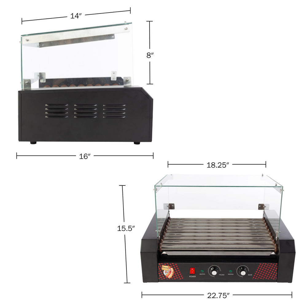 Hot Dog Roller Machine with Cover 1170W Stainless Cooker 24 Hotdog Capacity Image 2