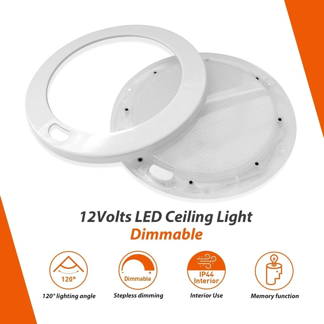 12V 5Inch LED Panel Ceiling Light Fixture For Rv Warm White Memory Function Image 6
