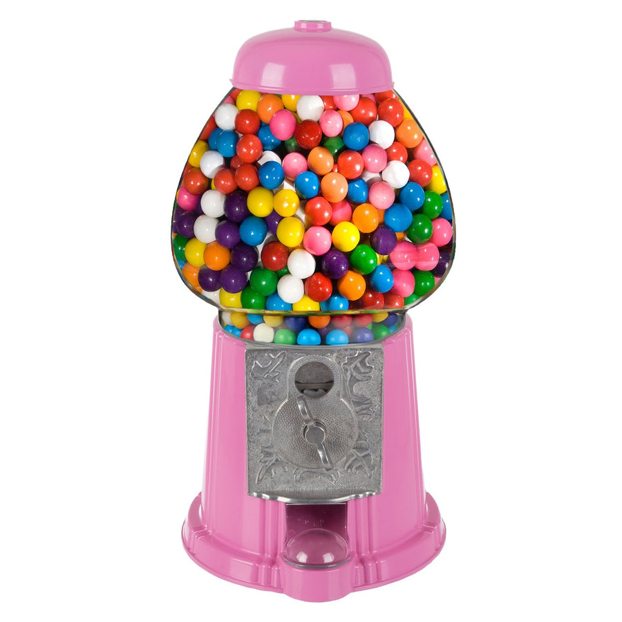 Vintage 15in Pink Gumball Machine Metal Glass Candy Dispenser Home Office Image 1