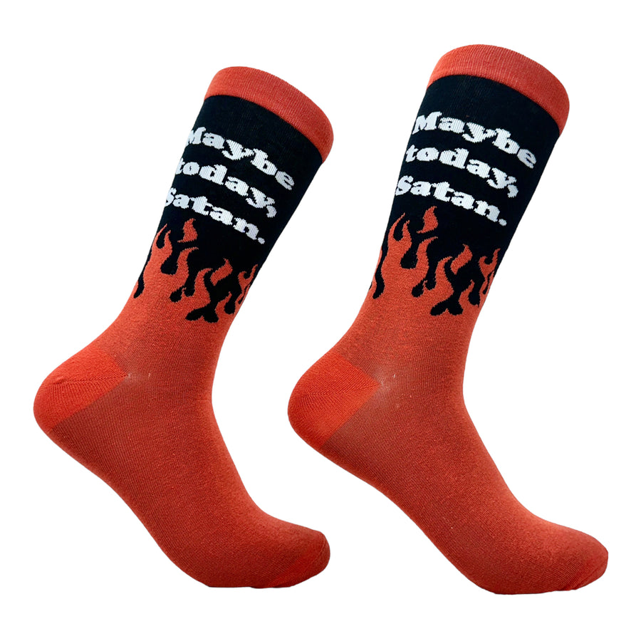 Women's Maybe Today Satan Socks Funny Devil Death Hell Joke Footwear Image 1