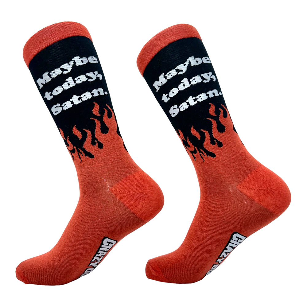 Womens Maybe Today Satan Socks Funny Devil Death Hell Joke Footwear Image 2