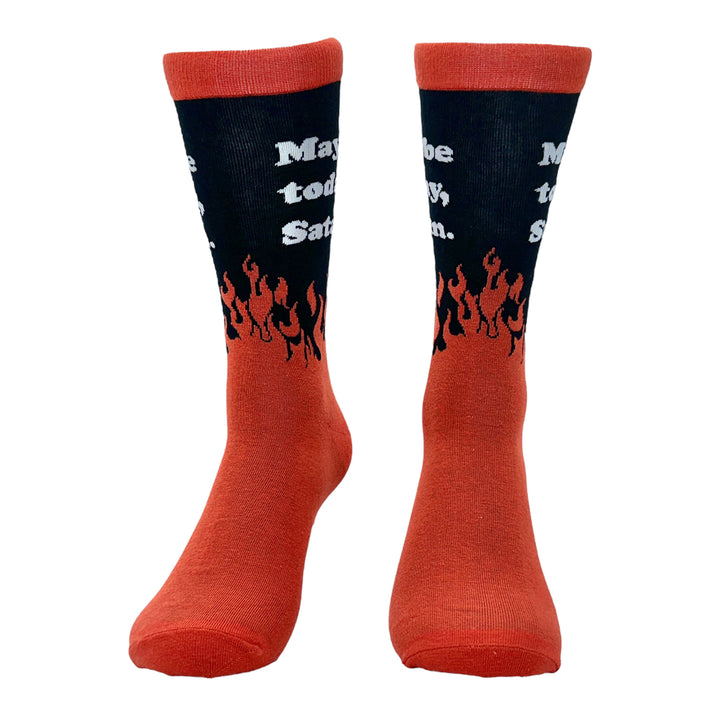 Womens Maybe Today Satan Socks Funny Devil Death Hell Joke Footwear Image 4