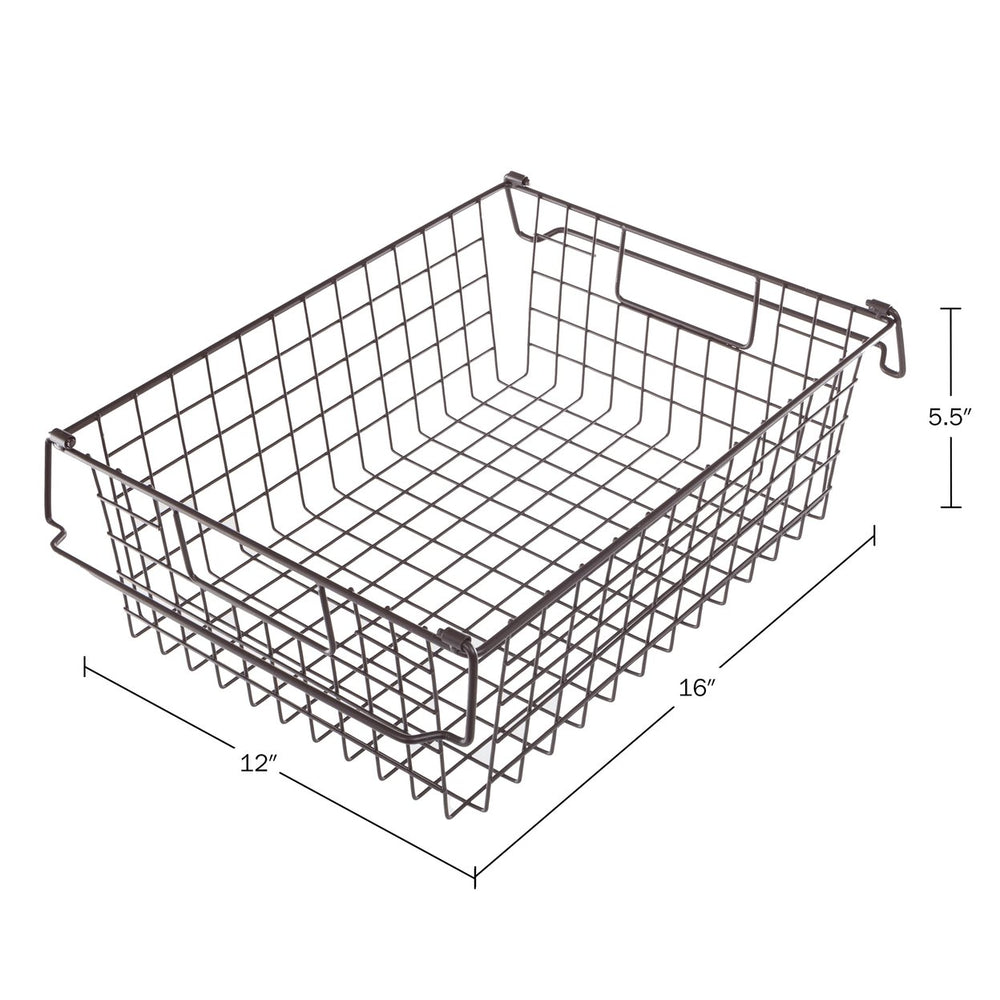 Large Brown Storage Bins Set of 2 Metal Wire Baskets for Kitchen Bathroom Organizing Image 2