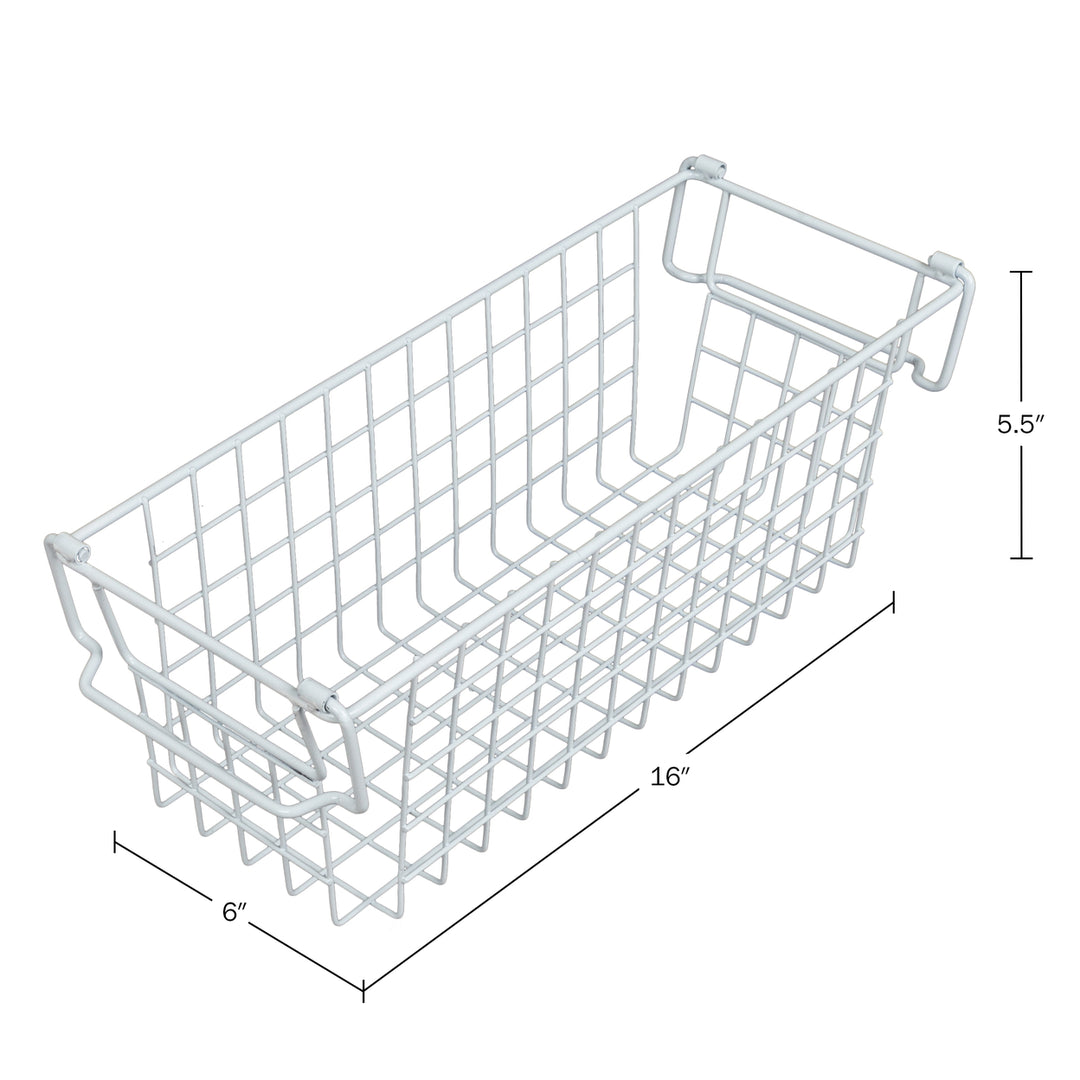 2 Storage Bins Small Shelf Organizers for Kitchen Bathroom StorageWhite Image 2