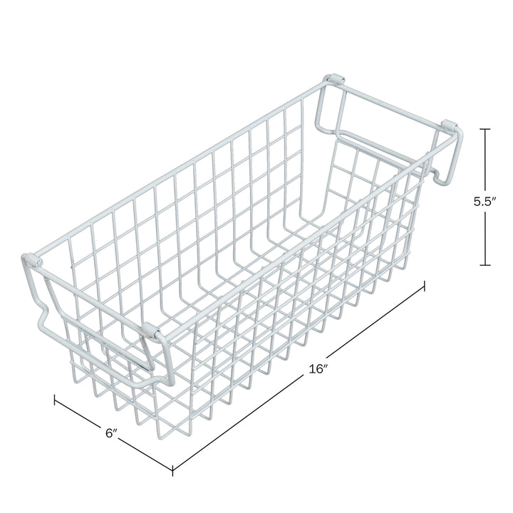 2 Storage Bins Small Shelf Organizers for Kitchen Bathroom StorageWhite Image 2