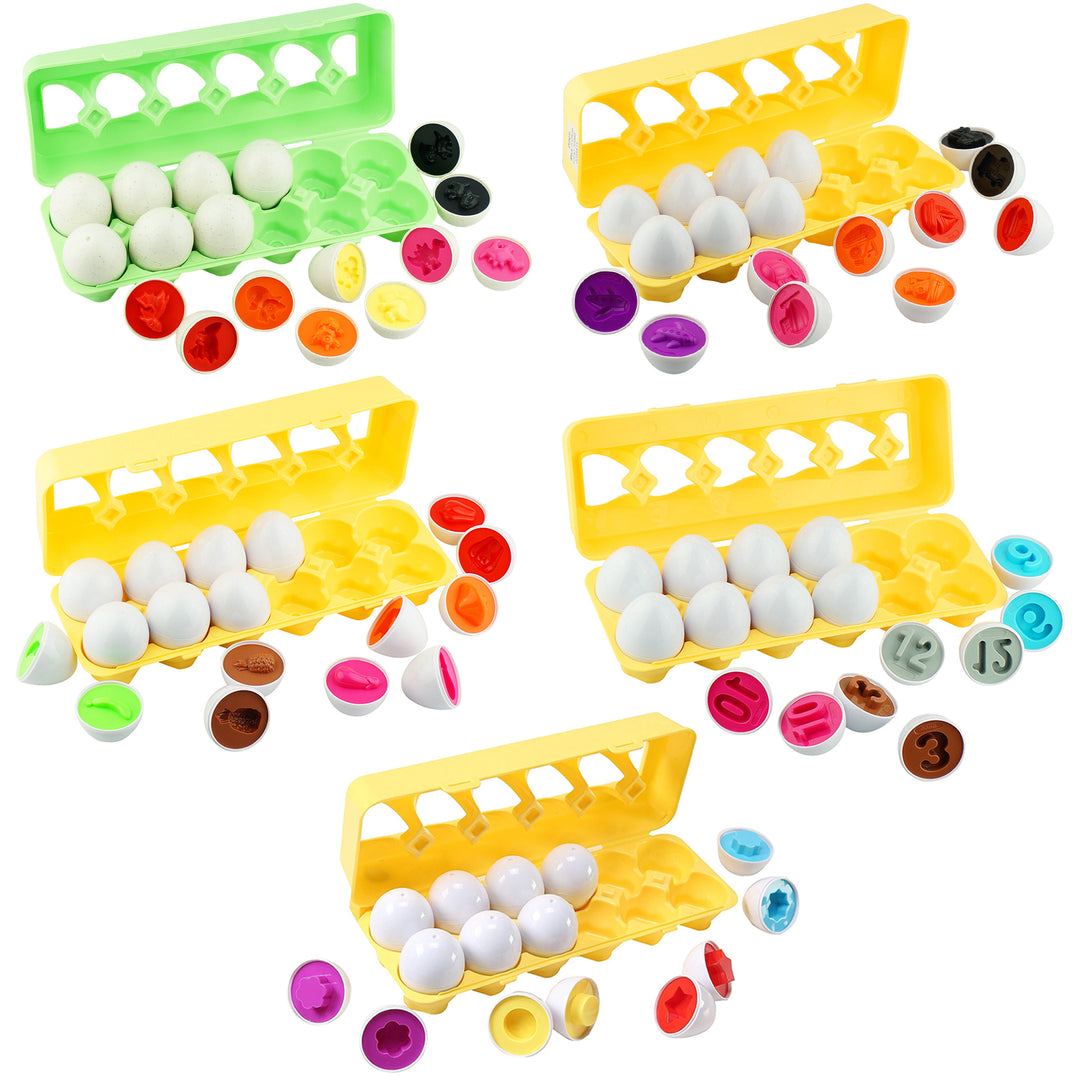 Dimple Fun Egg Matching Toy Set 60 Eggs Toddler STEM Shape Number Dinosaur Image 1