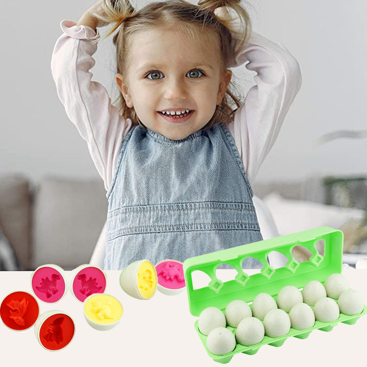 Dimple Fun Egg Matching Toy Set 60 Eggs Toddler STEM Shape Number Dinosaur Image 2