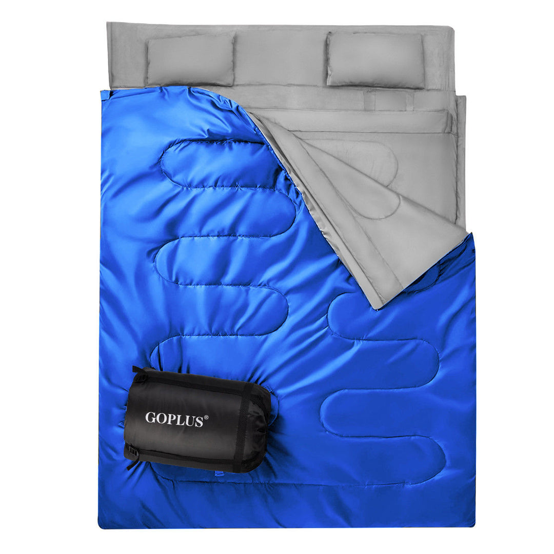 Goplus Double 2 Person Sleeping Bag Waterproof w/ 2 Pillows Camping Queen Size XL Image 4