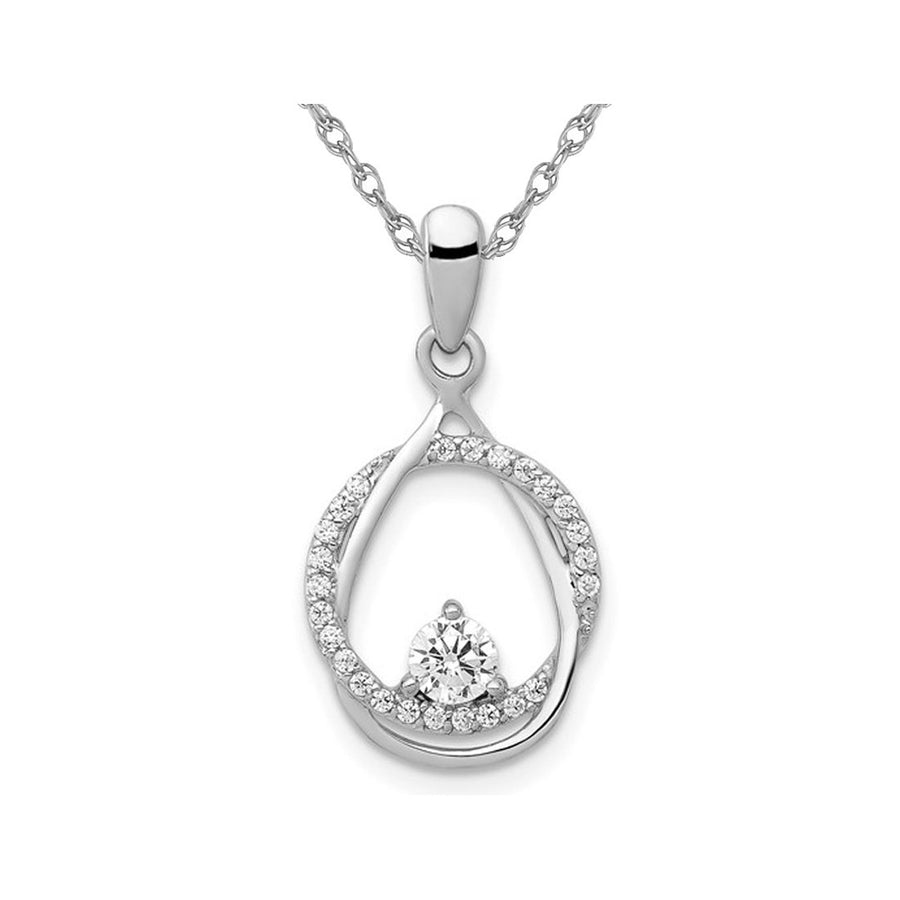 1/3 Carat (ctw H-I I1-I2) Lab-Grown Diamond Drop Necklace in 14K White Gold with Chain Image 1