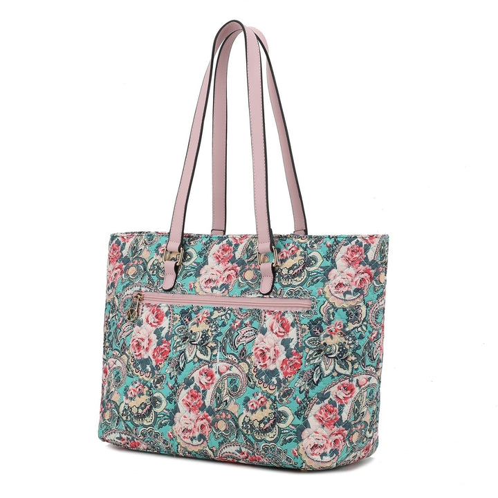 Hallie Quilted Cotton Botanical Pattern Multi-Functional Shoulder Bag Womens Tote Bag by Mia K Image 6