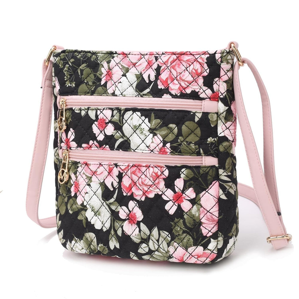 MKF Collection Lainey Quilted Cotton Botanical Pattern Multi-Functional Shoulder Bag Womens Crossbody by Mia K Image 2