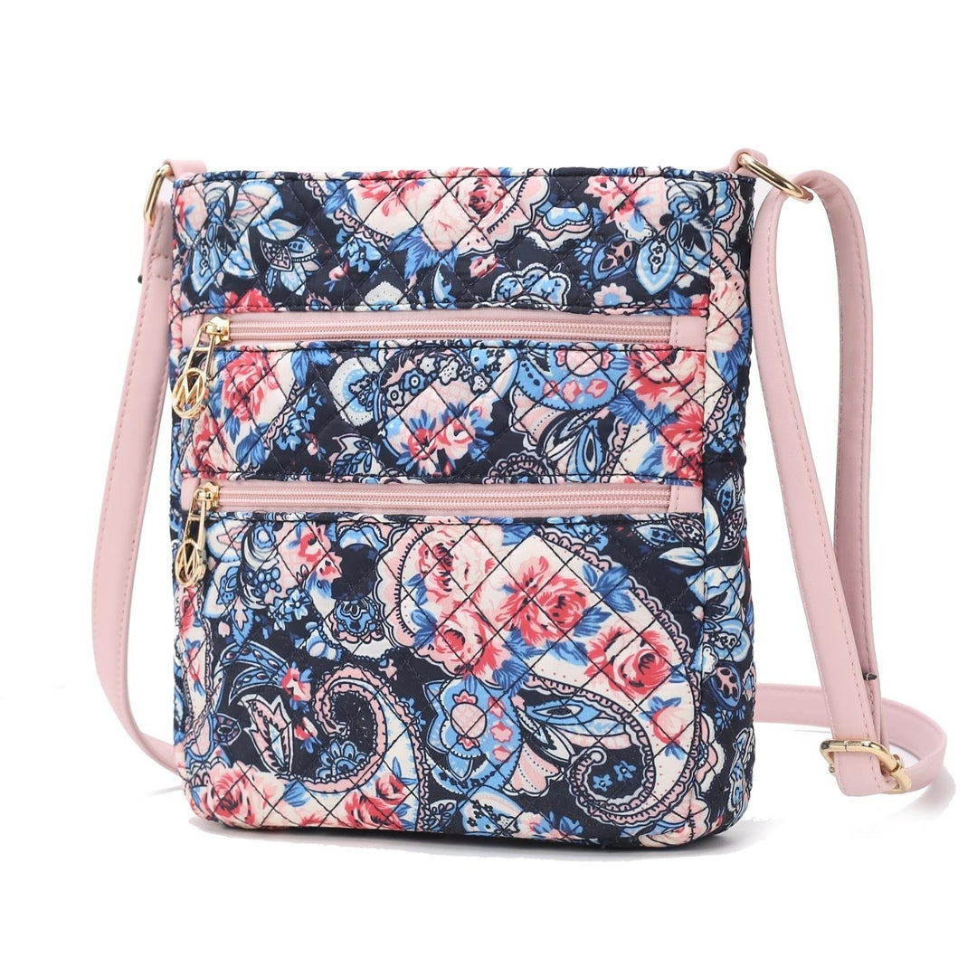 MKF Collection Lainey Quilted Cotton Botanical Pattern Multi-Functional Shoulder Bag Womens Crossbody by Mia K Image 1