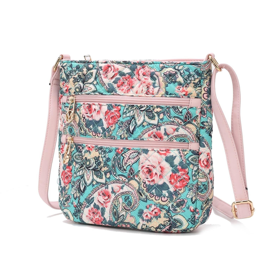 MKF Collection Lainey Quilted Cotton Botanical Pattern Multi-Functional Shoulder Bag Womens Crossbody by Mia K Image 4