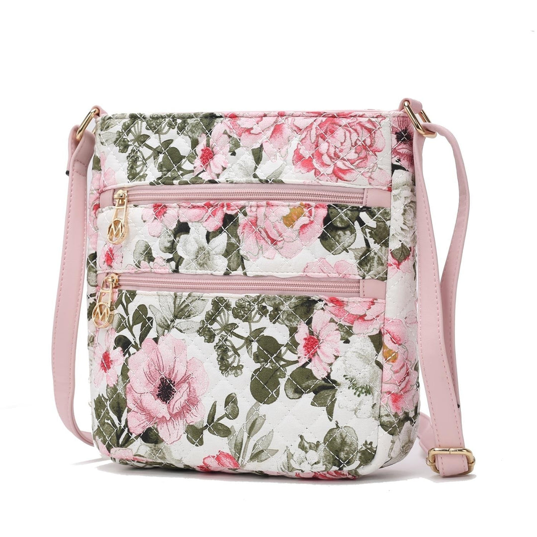 MKF Collection Lainey Quilted Cotton Botanical Pattern Multi-Functional Shoulder Bag Womens Crossbody by Mia K Image 6