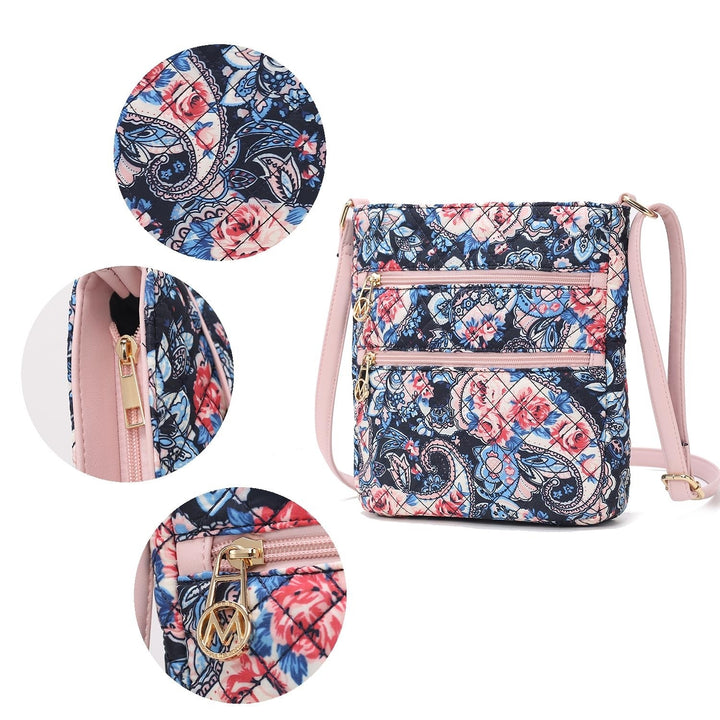 MKF Collection Lainey Quilted Cotton Botanical Pattern Multi-Functional Shoulder Bag Womens Crossbody by Mia K Image 7