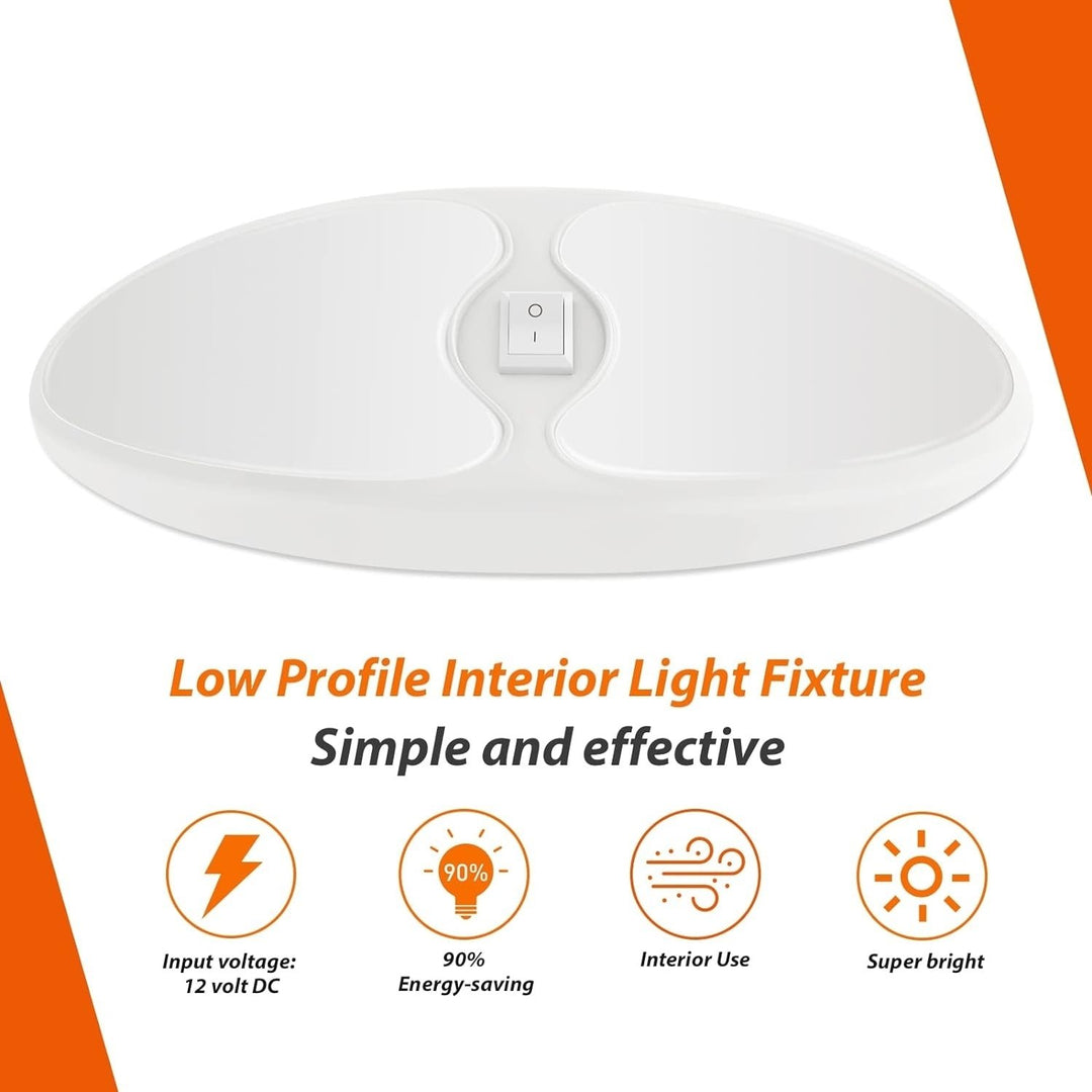 12V 9Inch LED Ceiling Light Warm White 450 Lumens RV Interior Fixture with Switch Image 2