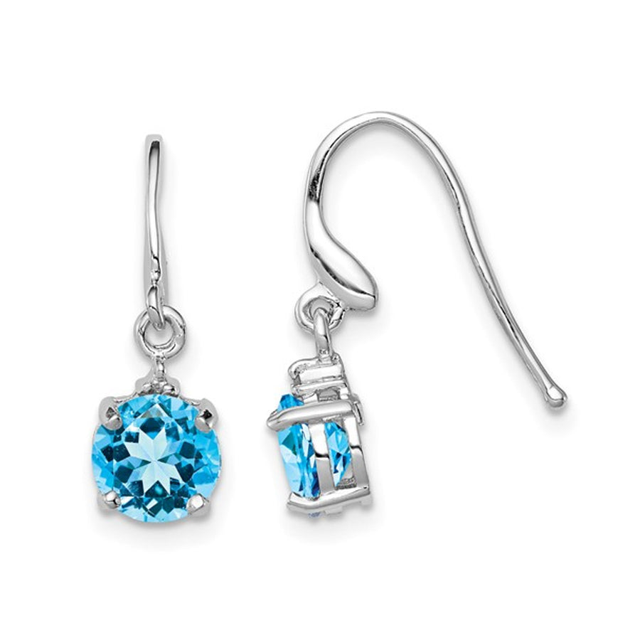 1.80 Carat (ctw) Swiss Blue Topaz Earrings Sterling Silver Rhodium Plated Image 1