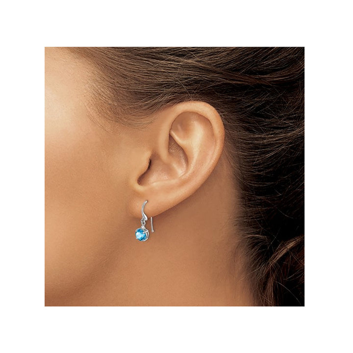1.80 Carat (ctw) Swiss Blue Topaz Earrings Sterling Silver Rhodium Plated Image 4