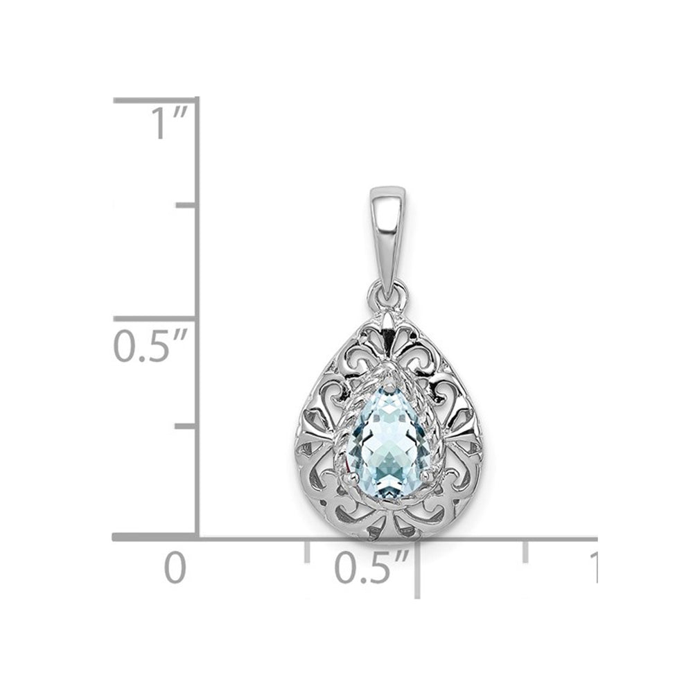 Sterling Silver Light Aquamarine Drop Pendant Necklace with Chain (1/2 Carat ctw) Image 2