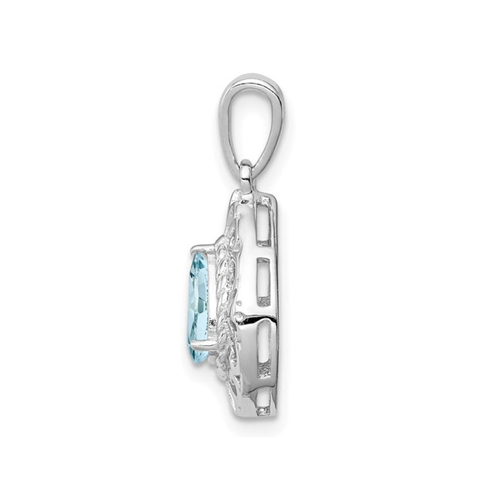 Sterling Silver Light Aquamarine Drop Pendant Necklace with Chain (1/2 Carat ctw) Image 4