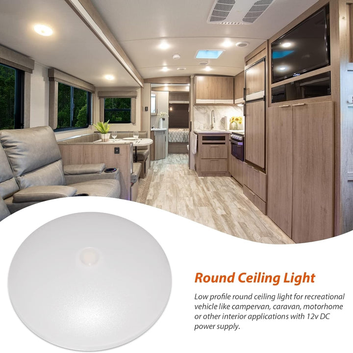 12V 4.5" LED Ceiling Dome Light Switched Pure White for RV Trailer Boat Interior Image 2