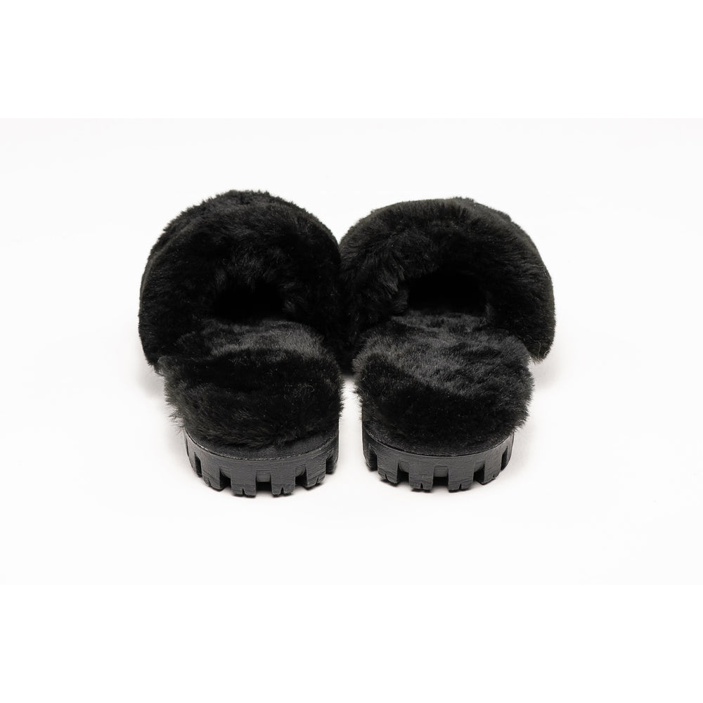 Natural Fashion Charlotte Suede Black Women Slippers 1 Piece Sheepskin Comfort Image 2