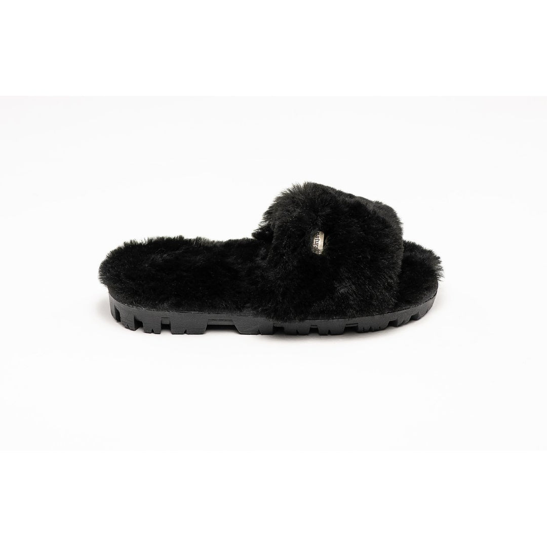 Natural Fashion Charlotte Suede Black Women Slippers 1 Piece Sheepskin Comfort Image 3