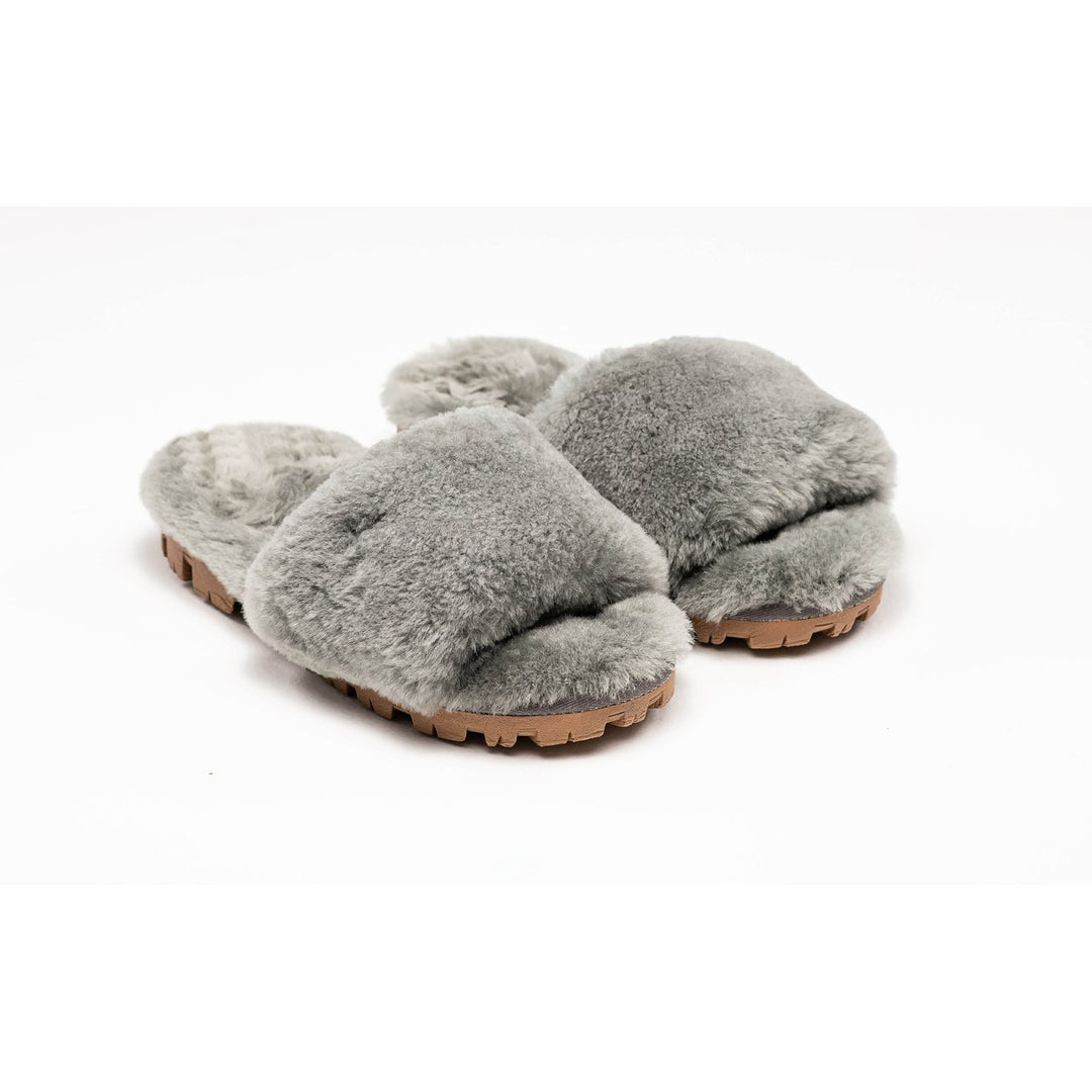 Natural Fashion Charlotte Suede Slippers Women Taupe Sheepskin 1-Piece 1-Inch Image 1