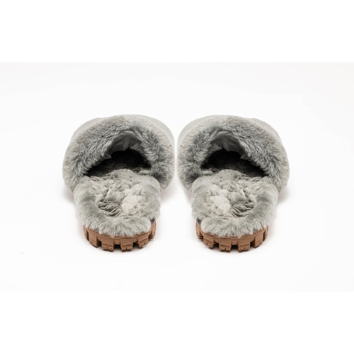 Natural Fashion Charlotte Suede Slippers Women Taupe Sheepskin 1-Piece 1-Inch Image 2