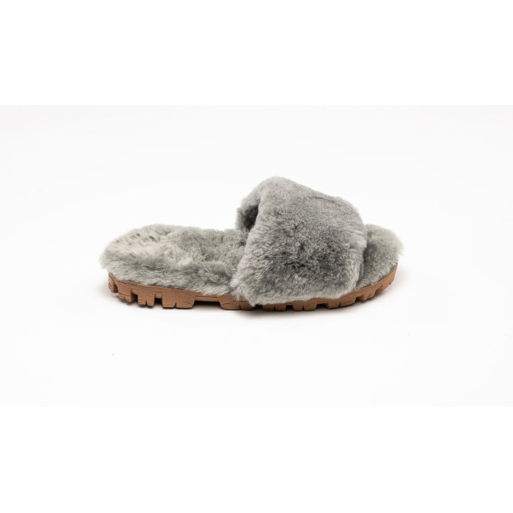 Natural Fashion Charlotte Suede Slippers Women Taupe Sheepskin 1-Piece 1-Inch Image 3