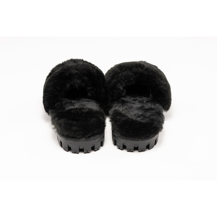 Natural Fashion Charlotte Suede Black Women Slippers 1 Piece Sheepskin Comfort Image 8