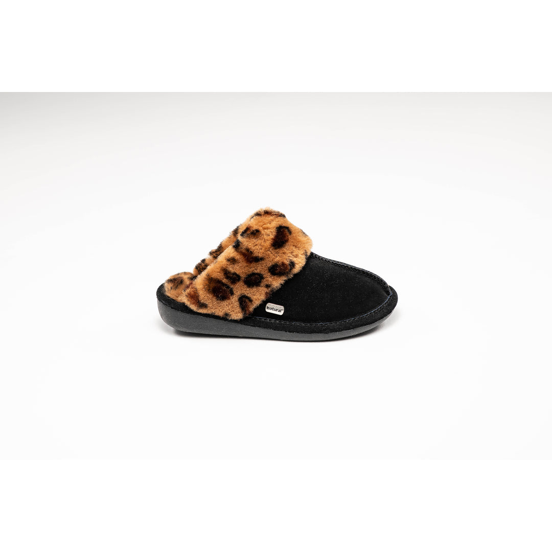 Natural Fashion Marilyn Suede Slippers Women 1-Piece Leopard Black 1 Inch Image 2