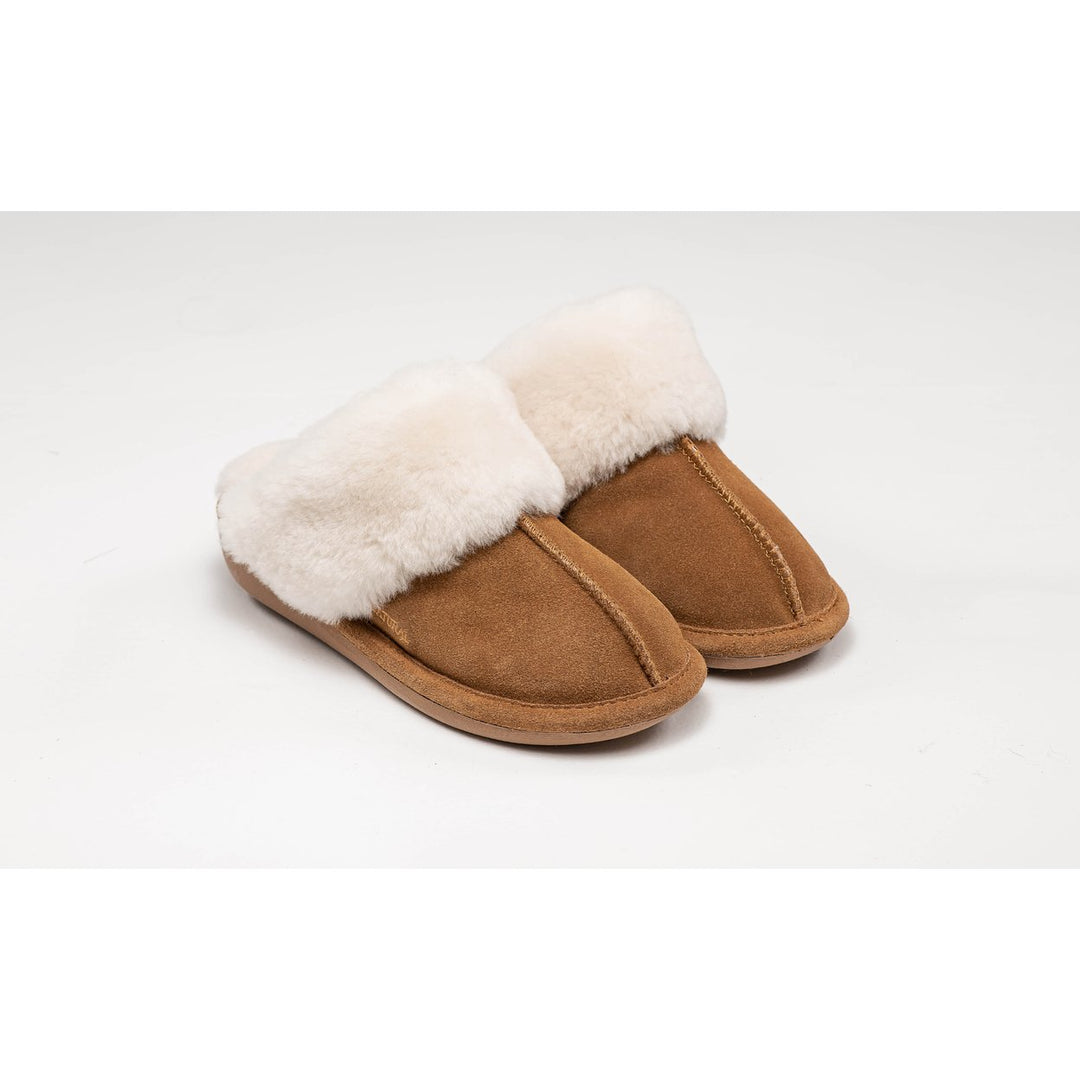 Natural Fashion Marilyn Suede Slippers Chestnut 1-Piece Women Sheepskin Slides Image 1