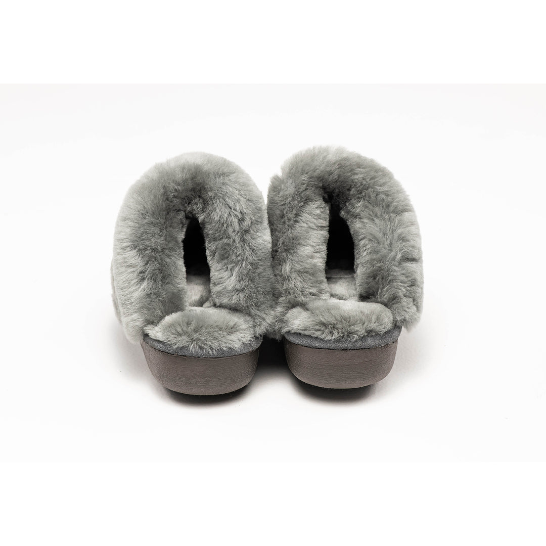 Natural Fashion Grey Marilyn Suede Women Slippers 1-Piece Sheepskin Comfort Image 2