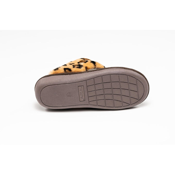 Natural Fashion Marilyn Leopard Chocolate Suede Women Slippers 1-Inch Sheepskin Image 4