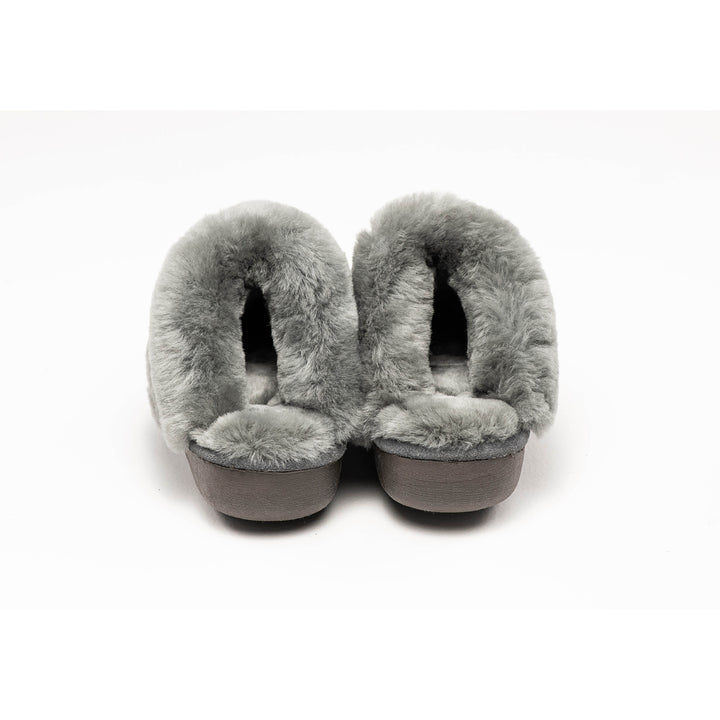 Natural Fashion Grey Marilyn Suede Women Slippers 1-Piece Sheepskin Comfort Image 8