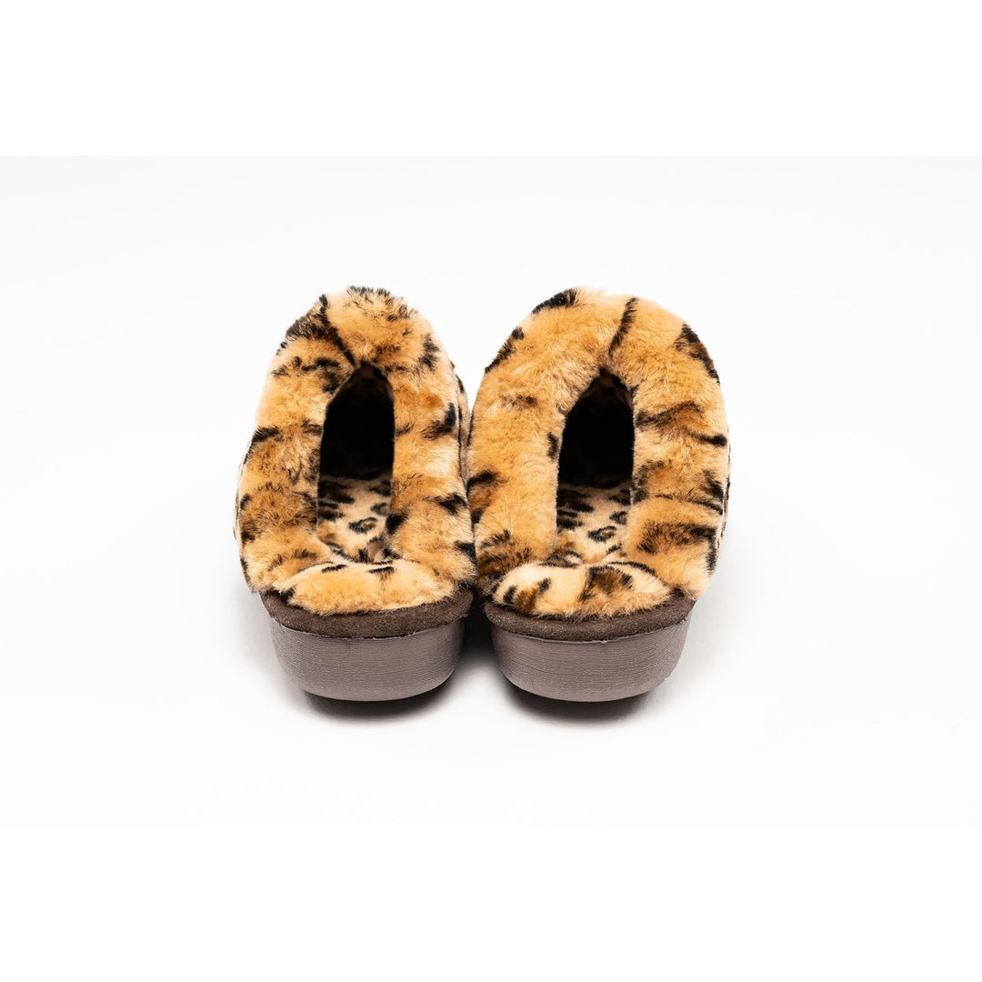 Natural Fashion Marilyn Leopard Chocolate Suede Women Slippers 1-Inch Sheepskin Image 8