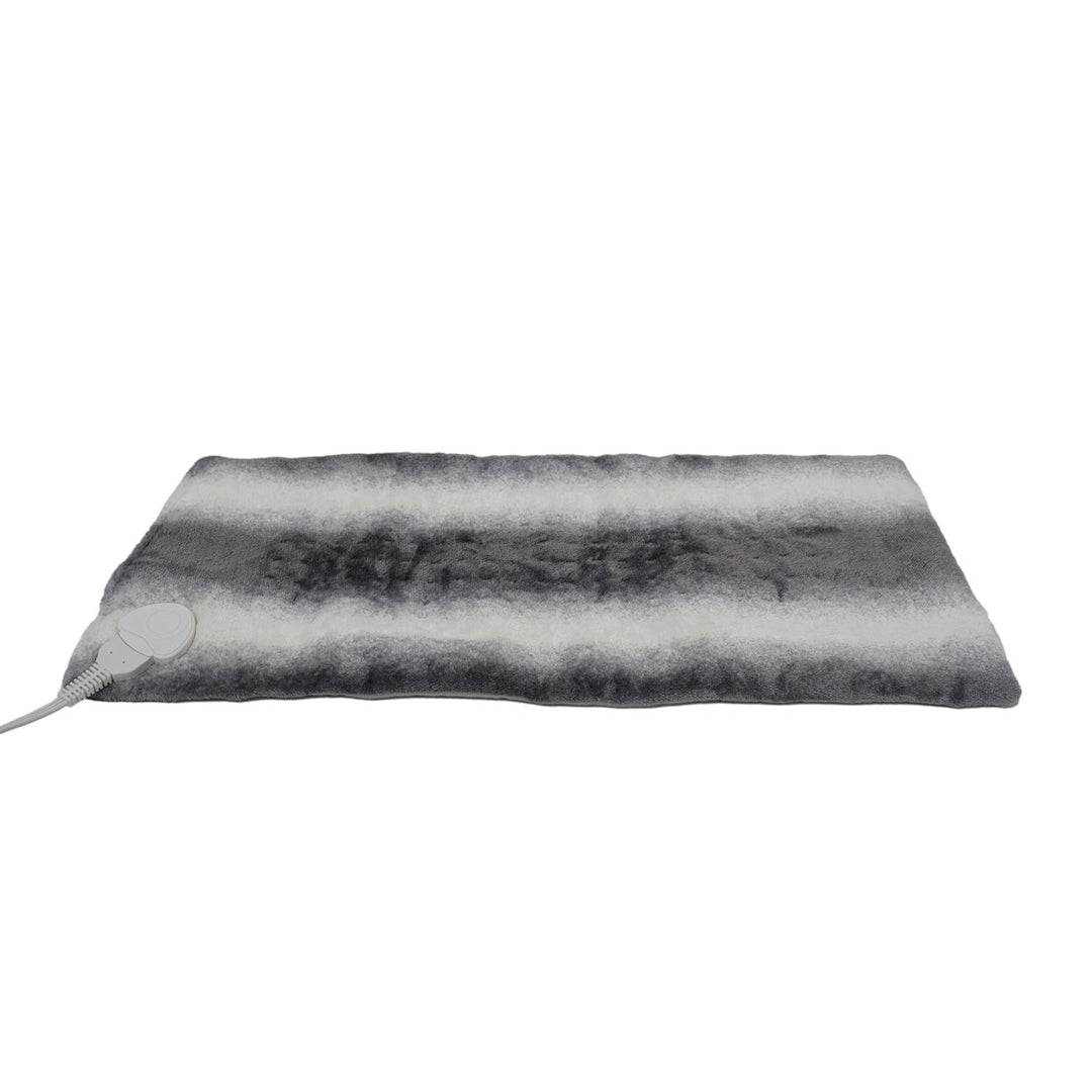 Luxe Heated Faux faux Throw Blanket Grey Light Grey 24"x12" Acrylic Plush Image 2