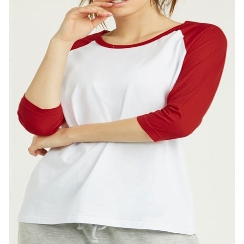 Sofra Womens Baseball Tee 100% Cotton Classic Fit Casual Top Size Color Options Image 3